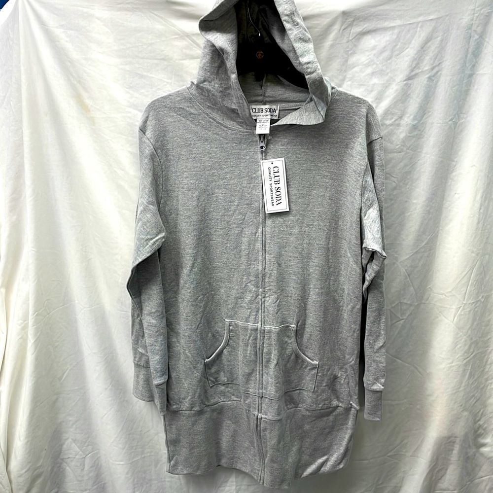 Club soda new XLong hooded sweatshirt jacket ladies sz lg